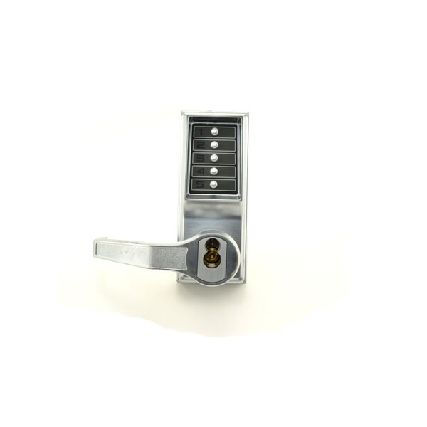 Kaba Left Hand Mechanical Pushbutton Lever Mortise Lock with Schlage Prep Satin Chrome Finish